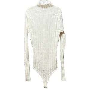 Abercrombie & Fitch Cream Rib Knit Bodysuit